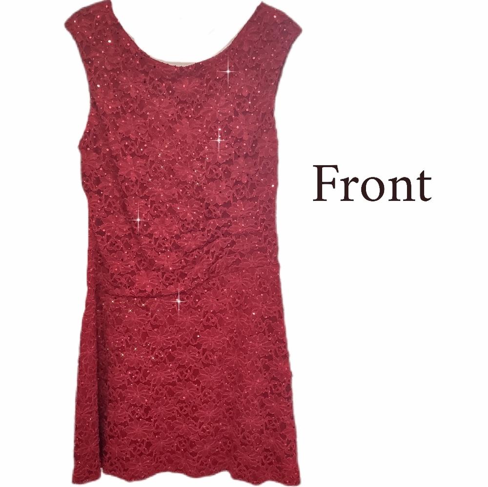 Red Lace Holiday Sequins Special Occasion Dress